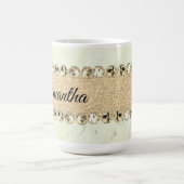 緑の大理石ダイヤきらきら光るモンド コーヒーマグカップ (中央)