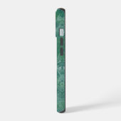 緑の大理石テクスチャ iPhone 15ケース (左側面)