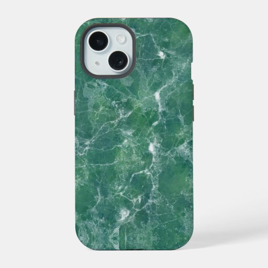 緑の大理石テクスチャ iPhone 15ケース (裏面)