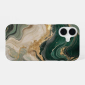 緑の大理石パターンの電話ケースデザイン iPhone 16ケース (裏面横)