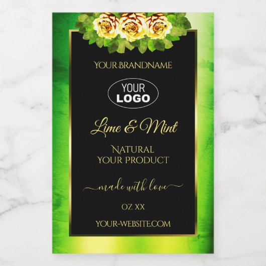 緑の大理石ブラック製品ラベルバラとロゴ フードラベル (シングルラベル)