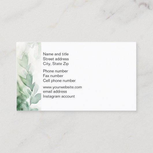 緑の大理石名刺 名刺 (裏面)