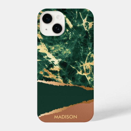 緑の大理石抽象芸術テクスチャ iPhoneケース (裏面)