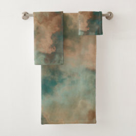 緑の大理石抽象芸術 バスタオルセット