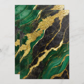 緑の大理石模様に金 招待状 (正面/裏面)