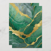 緑の大理石模様に金 招待状 (正面/裏面)