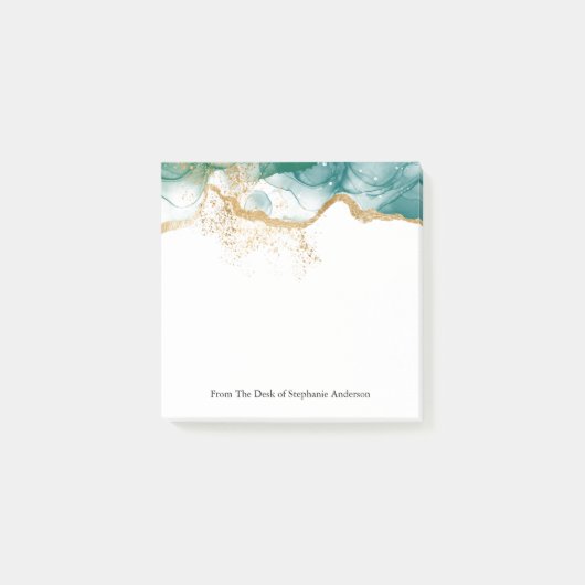 緑の大理石金ゴールドグリッターアルコールインクポストitメモ ポストイット (正面)