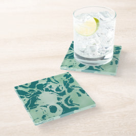 緑の大理石 ガラスコースター