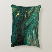 緑の大理石：抽象芸術の波打ち波紋。 アクセントクッション (裏面(縦))