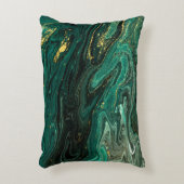緑の大理石：抽象芸術の波打ち波紋。 アクセントクッション (正面(垂直))