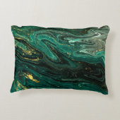 緑の大理石：抽象芸術の波打ち波紋。 アクセントクッション (裏面)