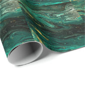 緑の大理石：抽象芸術の波打ち波紋。 ラッピングペーパー (ロールコーナー)
