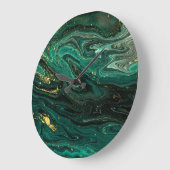 緑の大理石：抽象芸術の波打ち波紋。 ラージ壁時計 (傾斜)