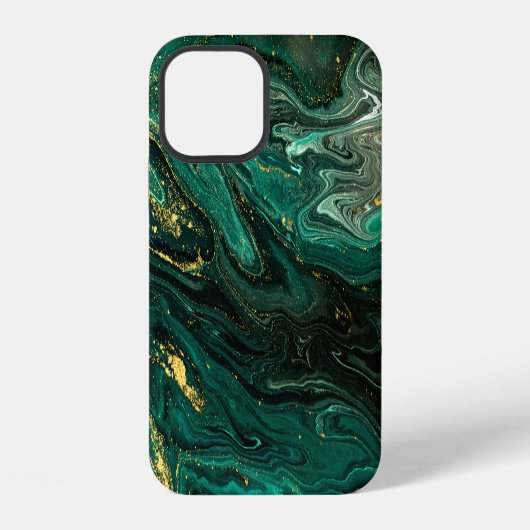 緑の大理石:抽象芸術の波打ち波紋。 iPhoneケース (裏面)