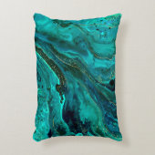 緑の大理石&金ゴールド:ラグジュアリーな質感 アクセントクッション (正面(垂直))