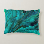 緑の大理石&金ゴールド:ラグジュアリーな質感 アクセントクッション (裏面)