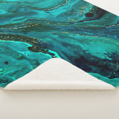 緑の大理石&金ゴールド：ラグジュアリーな質感 シェルパブランケット (3/4)