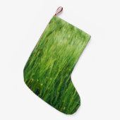 緑の大麦畑、春クローズアップ。 スモールクリスマスストッキング (正面 (吊り時))