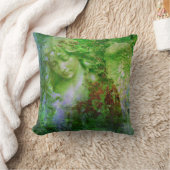 緑の天使の彫像の妖精の庭の枕 クッション (ブランケット)