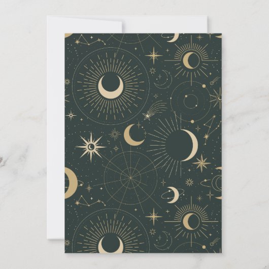 緑の天月の神秘的な誕生日 招待状 (裏面)