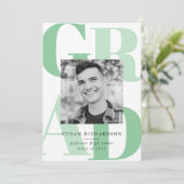 緑の太字 | 写真 卒業パーティー 招待状 (スタンド正面)