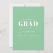 緑の太字 | 写真 卒業パーティー 招待状 (裏面)