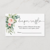 緑の女の子ピンクの赤ちゃんシャワーおむつラッフルカード エンクロージャーカード (正面)