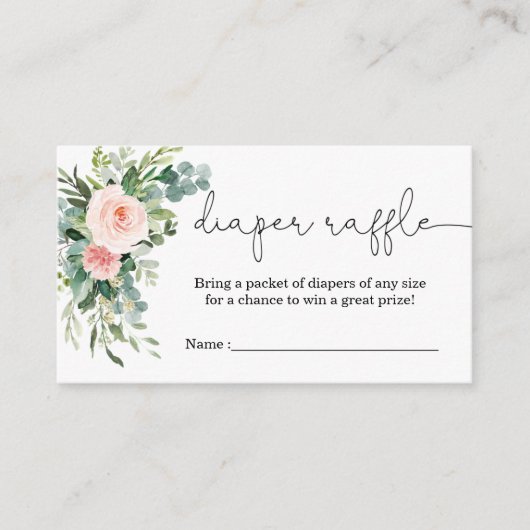 緑の女の子ピンクの赤ちゃんシャワーおむつラッフルカード エンクロージャーカード (正面)