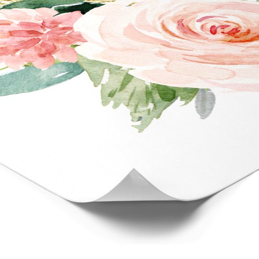 緑の女の子ピンクの赤ちゃんシャワー歓迎サイン ポスター (角)