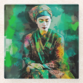 緑の女性 ガラスコースター