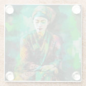 緑の女性 ガラスコースター (裏面)