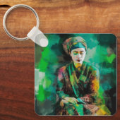 緑の女性 キーホルダー (正面)