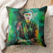 緑の女性 クッション (ブランケット)