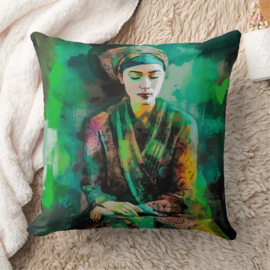 緑の女性 クッション (ブランケット)