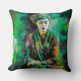 緑の女性 クッション
