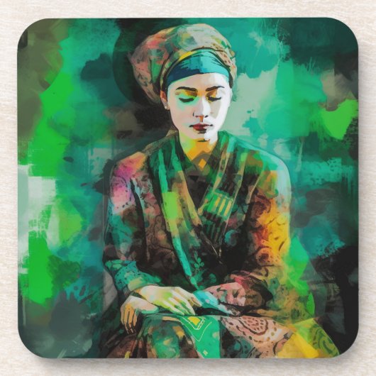 緑の女性 コースター (正面)