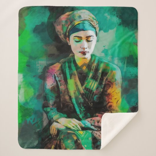 緑の女性 シェルパブランケット (正面)