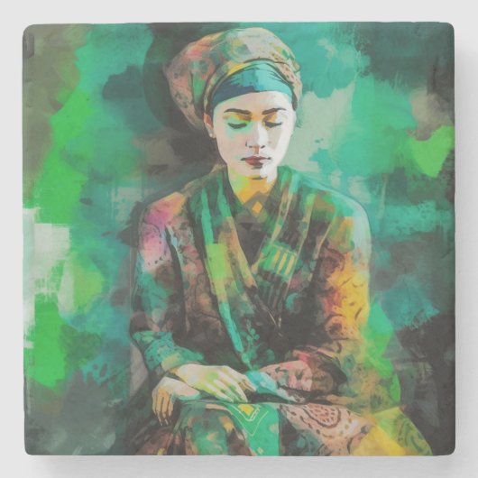 緑の女性 ストーンコースター (正面)
