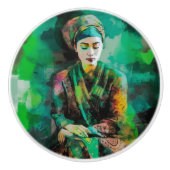 緑の女性 セラミックノブ (正面)