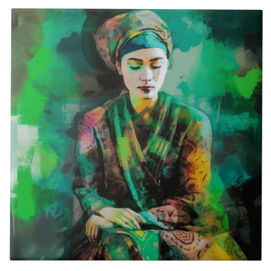 緑の女性 タイル (正面)