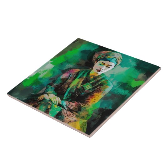 緑の女性 タイル (側面)