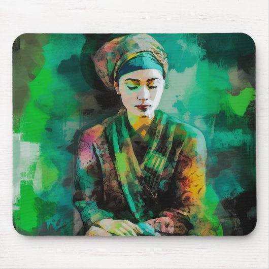 緑の女性 マウスパッド (正面)