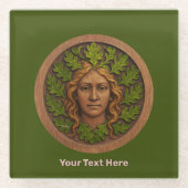 緑の女性 – 木材 ガラスコースター (正面)