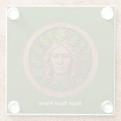 緑の女性 – 木材 ガラスコースター (裏面)