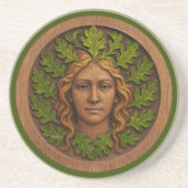 緑の女性 – 木材 コースター (正面)