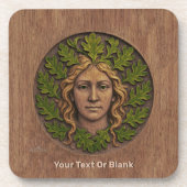 緑の女性 – 木材 コースター (正面)