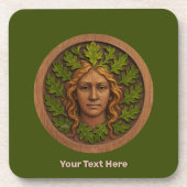 緑の女性 – 木材 コースター (正面)
