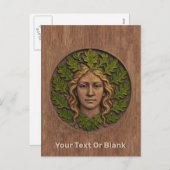 緑の女性 – 木材 シーズンポストカード (正面/裏面)