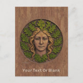 緑の女性 – 木材 シーズンポストカード (正面)