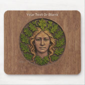 緑の女性 – 木材 マウスパッド (正面)